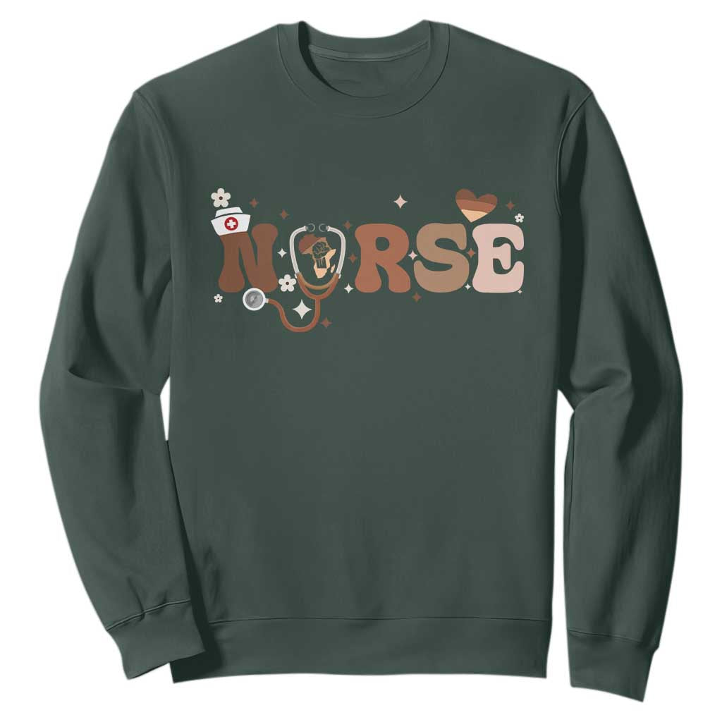 Strong Black Nurse Sweatshirt African American Healthcare Hero Gift - African Pride