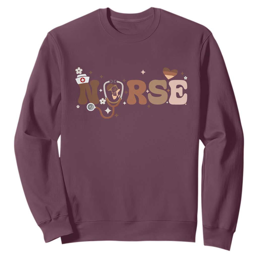 Strong Black Nurse Sweatshirt African American Healthcare Hero Gift - African Pride