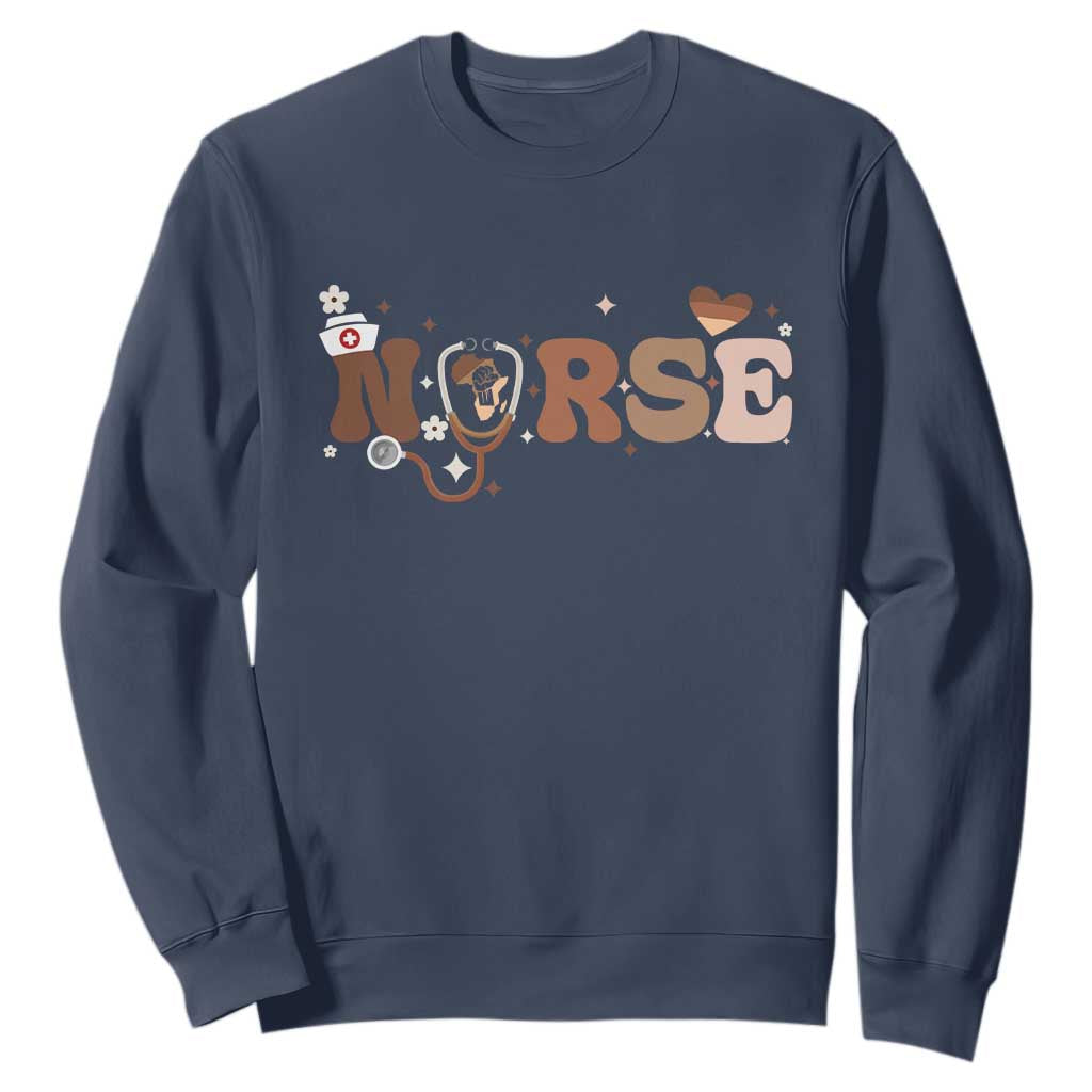 Strong Black Nurse Sweatshirt African American Healthcare Hero Gift - African Pride