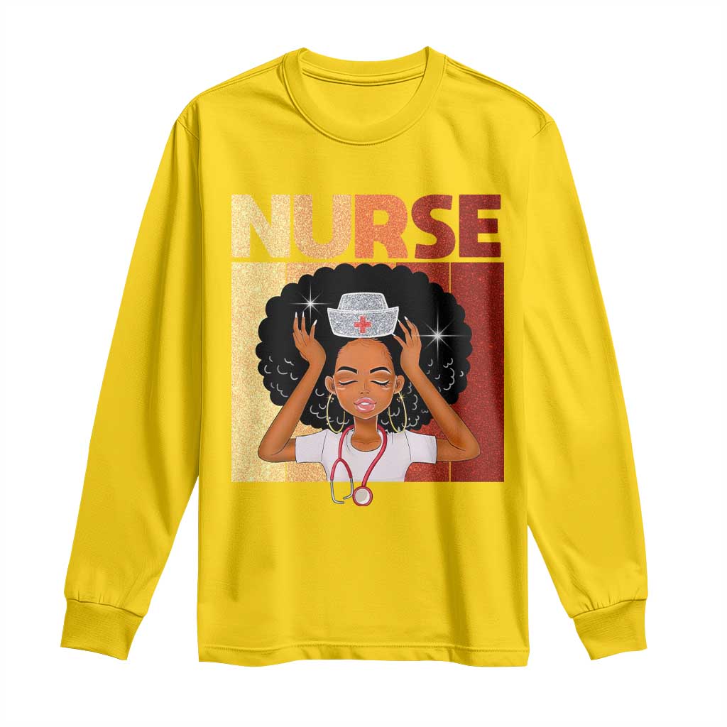 Strong Black Nurse Long Sleeve Shirt Black History Medical Professional Gift - African Pride