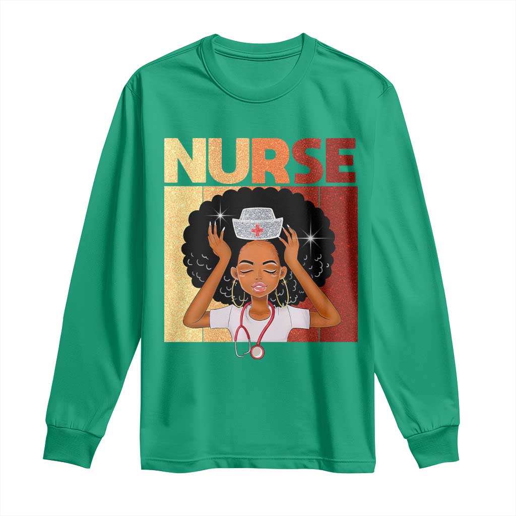 Strong Black Nurse Long Sleeve Shirt Black History Medical Professional Gift - African Pride