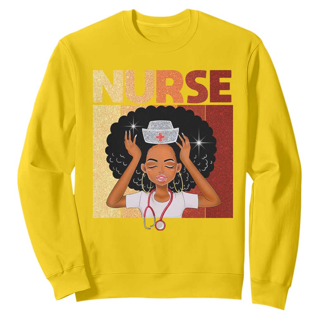 Strong Black Nurse Sweatshirt Black History Medical Professional Gift - African Pride