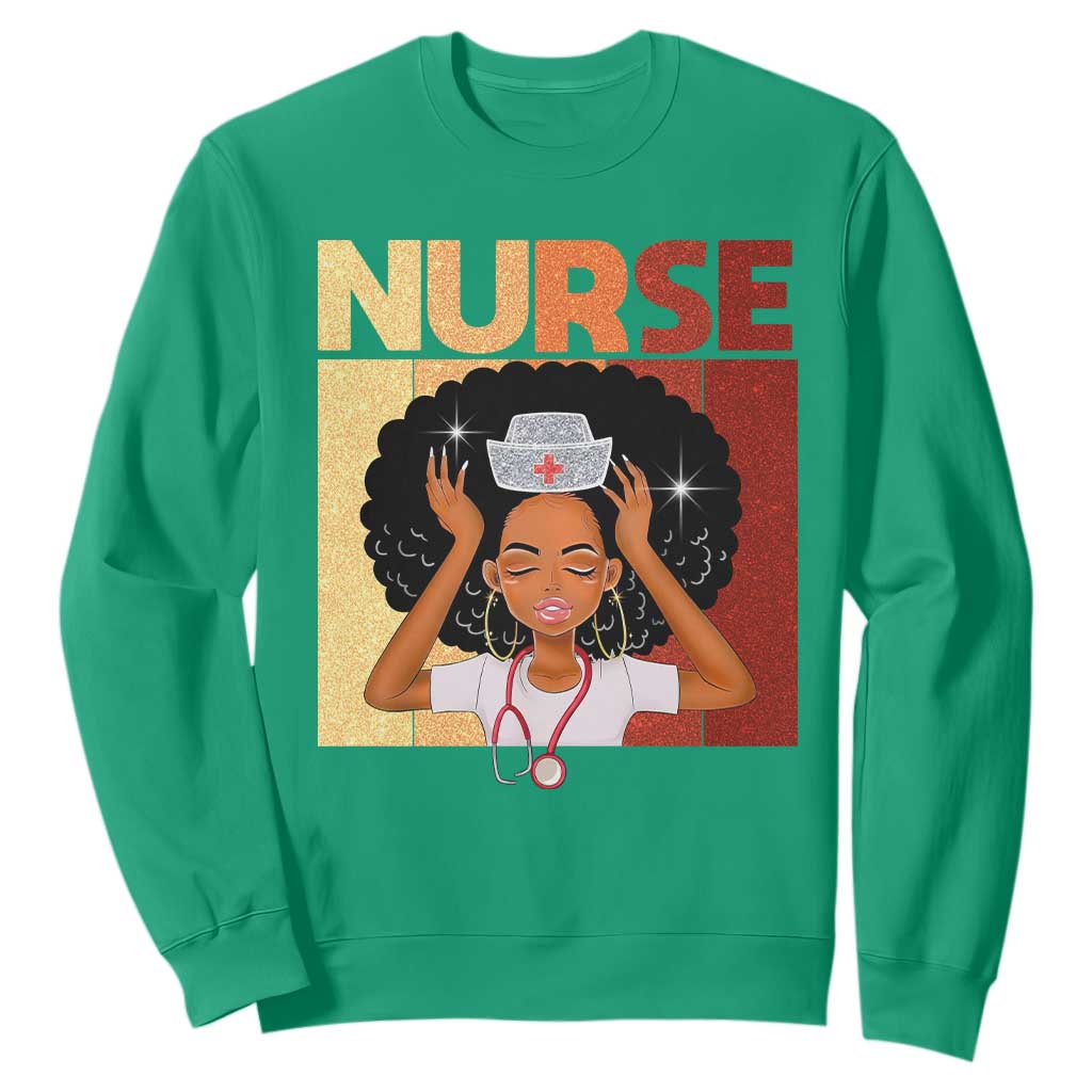 Strong Black Nurse Sweatshirt Black History Medical Professional Gift - African Pride