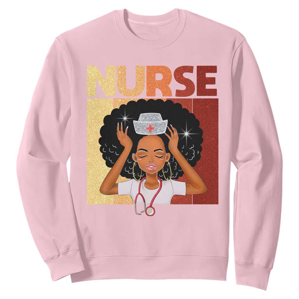 Strong Black Nurse Sweatshirt Black History Medical Professional Gift - African Pride