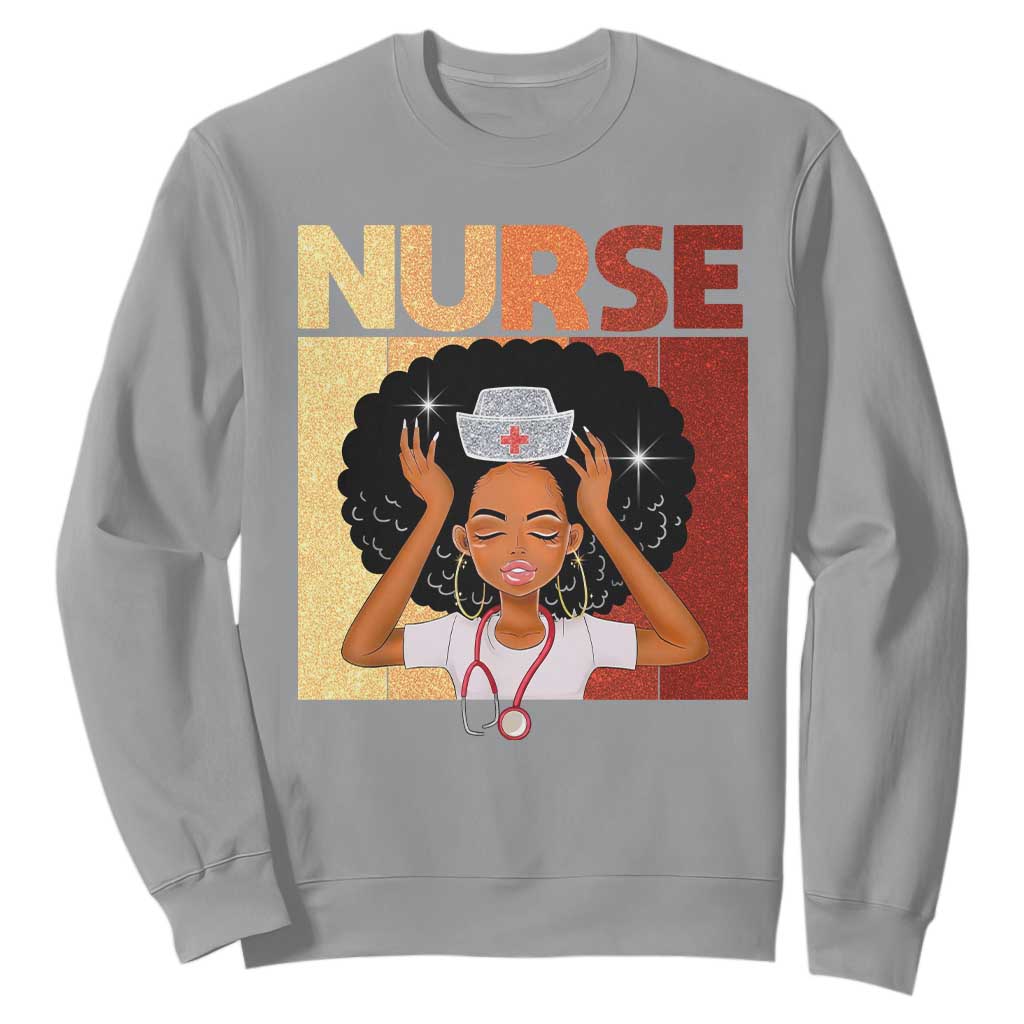 Strong Black Nurse Sweatshirt Black History Medical Professional Gift - African Pride