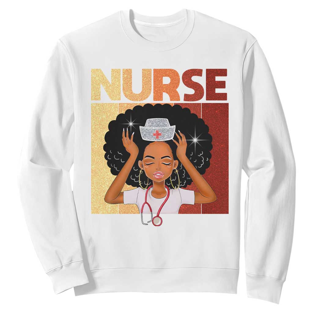 Strong Black Nurse Sweatshirt Black History Medical Professional Gift - African Pride