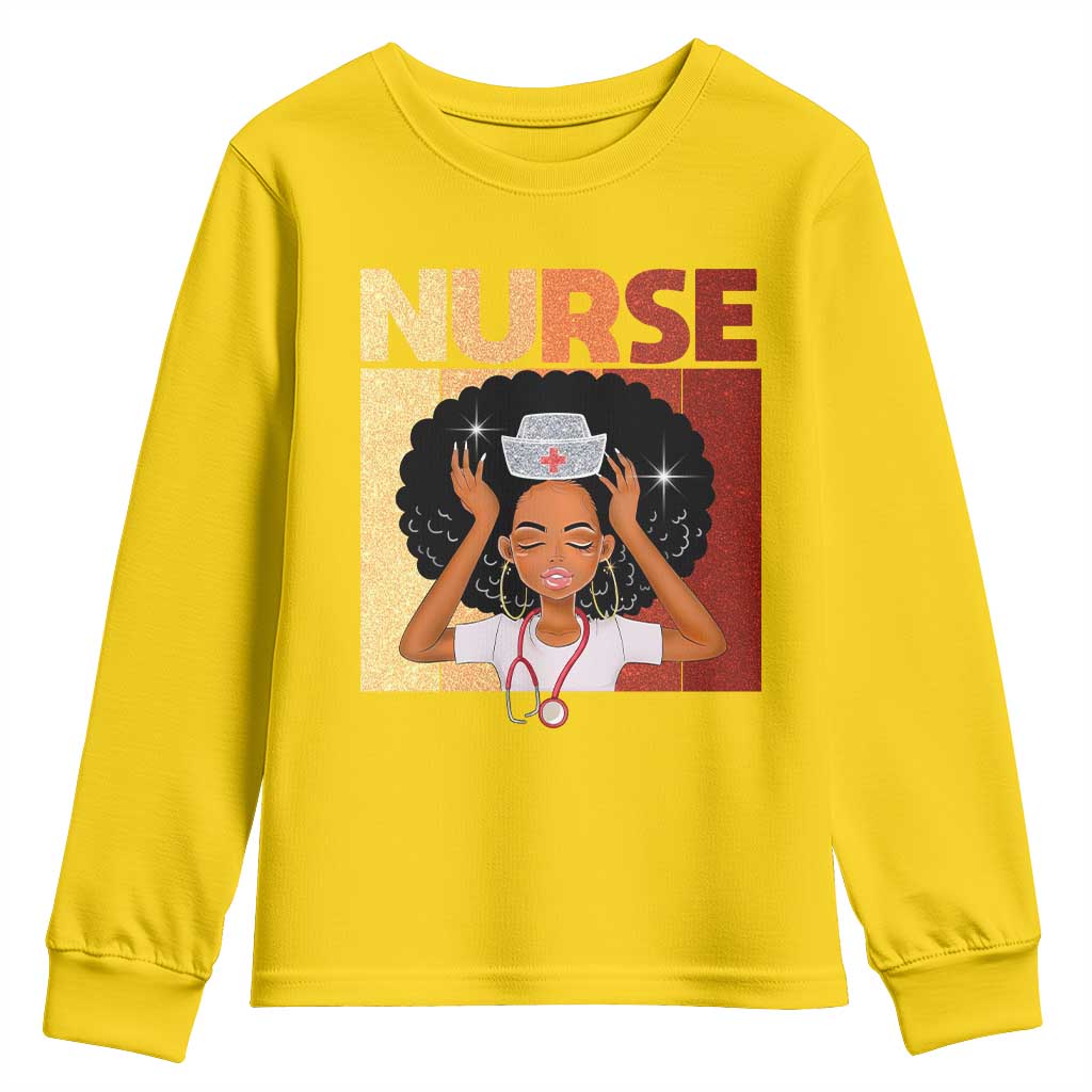 Strong Black Nurse Youth Sweatshirt Black History Medical Professional Gift - African Pride