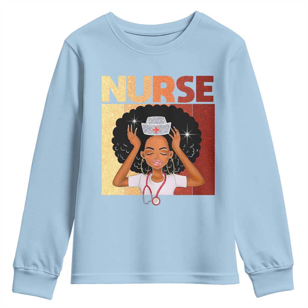 Strong Black Nurse Youth Sweatshirt Black History Medical Professional Gift - African Pride