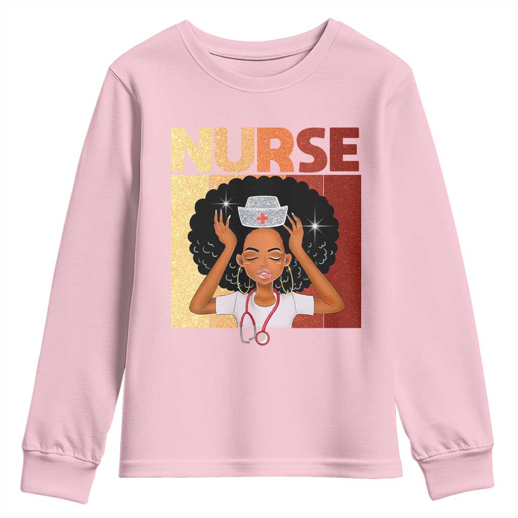 Strong Black Nurse Youth Sweatshirt Black History Medical Professional Gift - African Pride