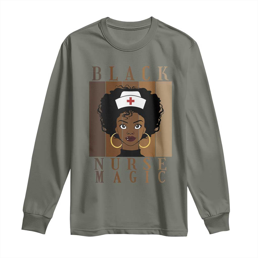 Black Nurse Magic Long Sleeve Shirt Black History Month Nurse Gift - African Pride