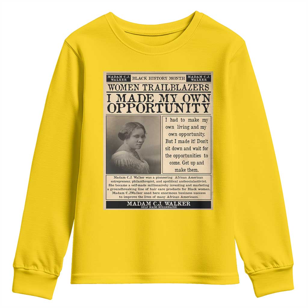 Madam C.J. Walker Youth Sweatshirt I Made My Own Opportunity - African Pride