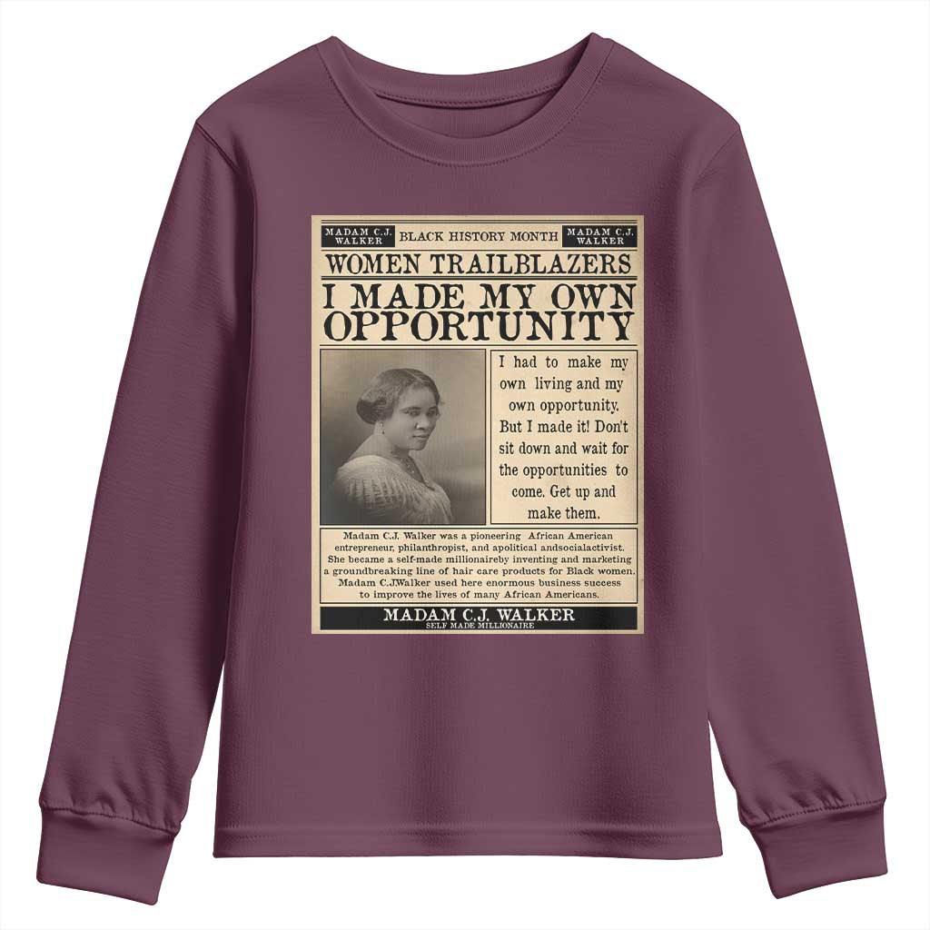 Madam C.J. Walker Youth Sweatshirt I Made My Own Opportunity - African Pride