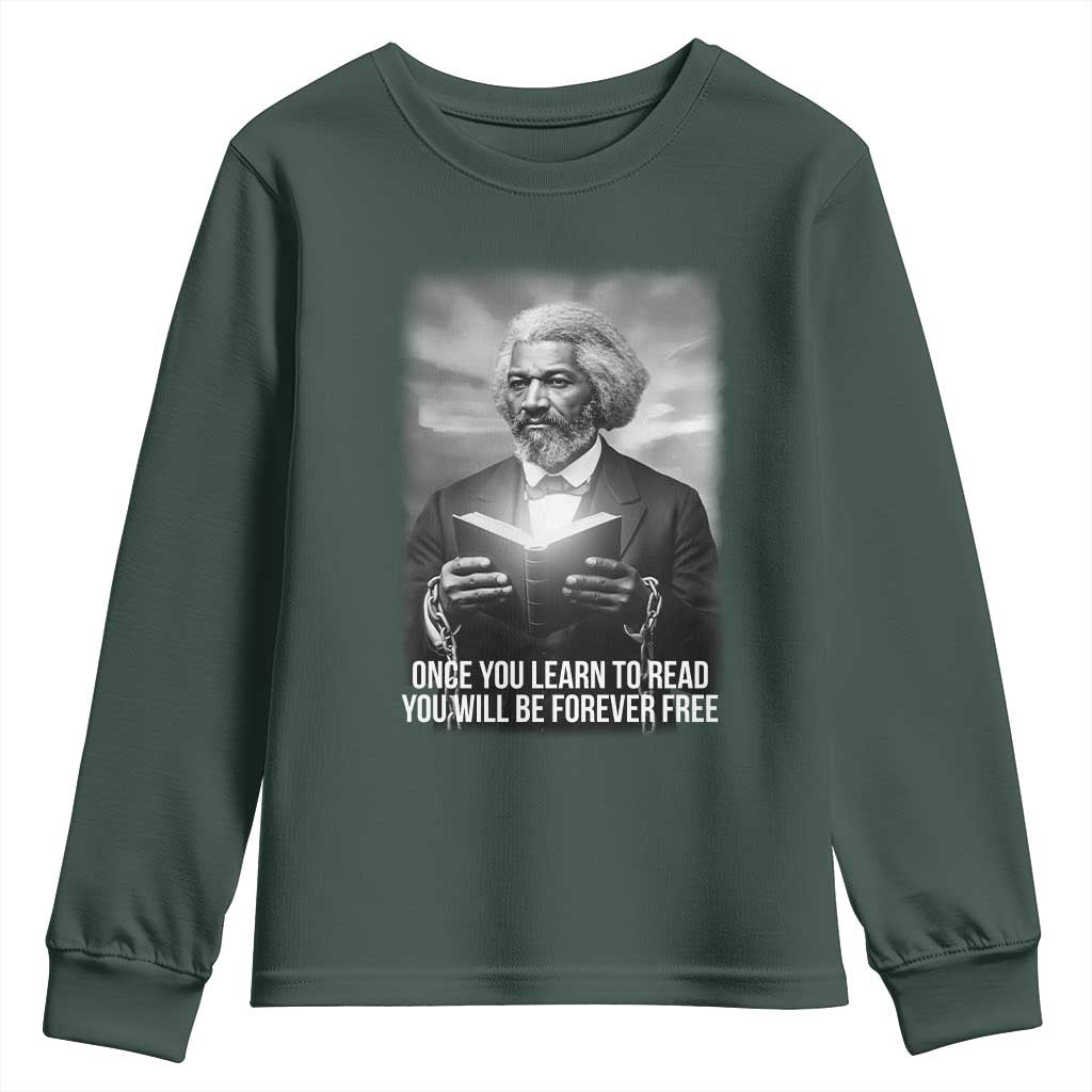 Frederick Douglass Youth Sweatshirt Once You Learn To Read You Will Be Forever Free - African Pride