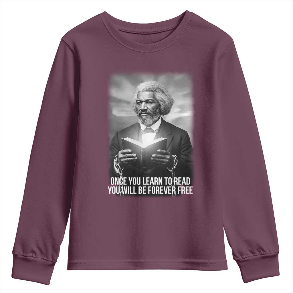 Frederick Douglass Youth Sweatshirt Once You Learn To Read You Will Be Forever Free - African Pride