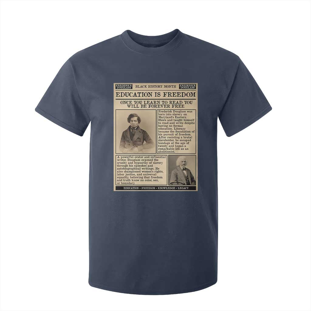 Education Is Freedom Newspaper T Shirt For Kid Frederick Douglass Black History Month Gift - African Pride