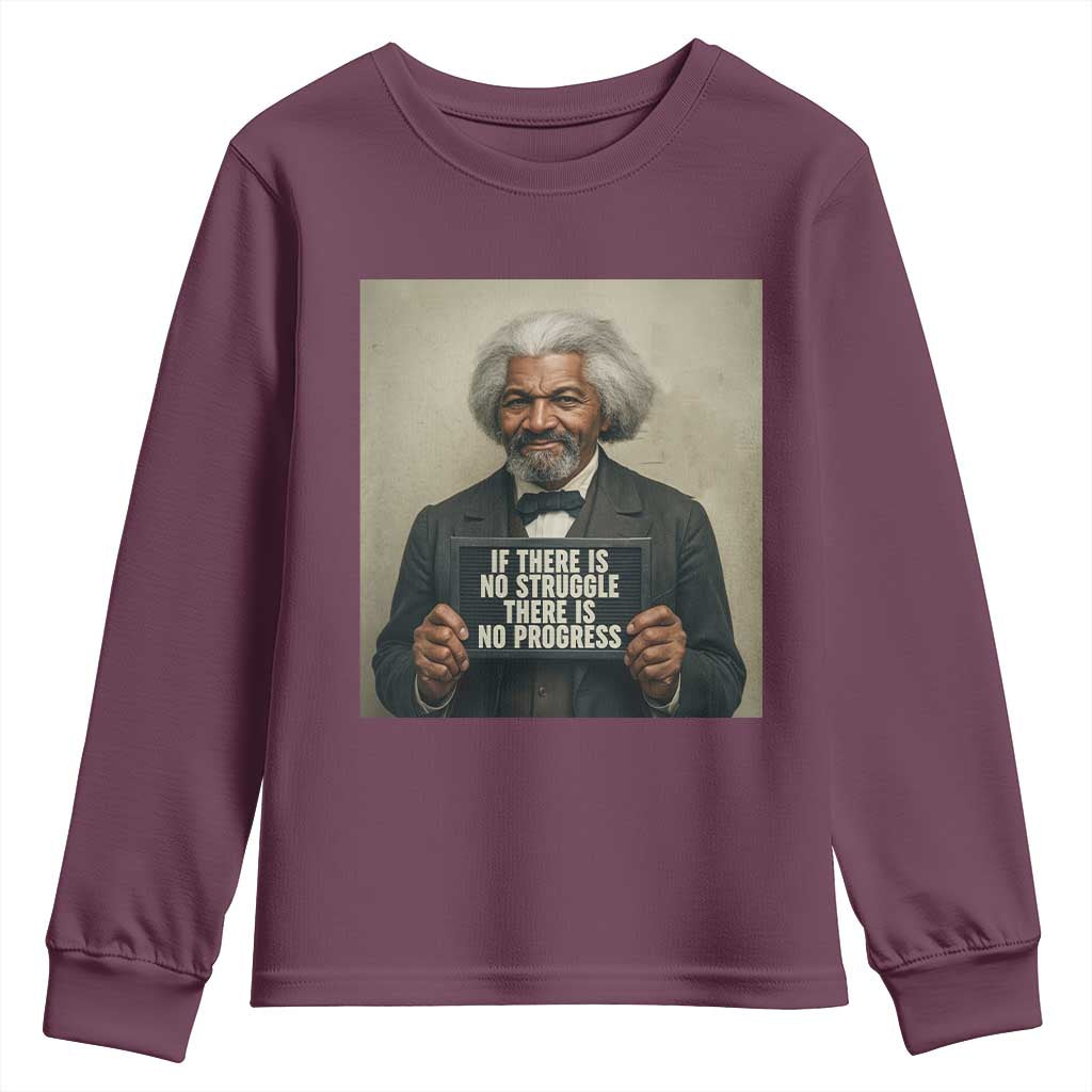 Frederick Douglass Quote Youth Sweatshirt If There Is No Struggle There Is No Progress - African Pride