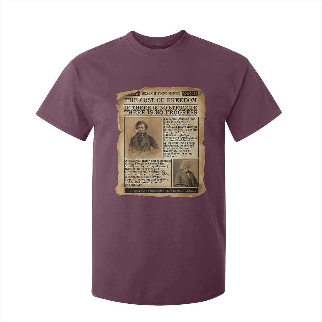 If There Is No Struggle No Progress T Shirt For Kid Frederick Douglass Newspaper - African Pride