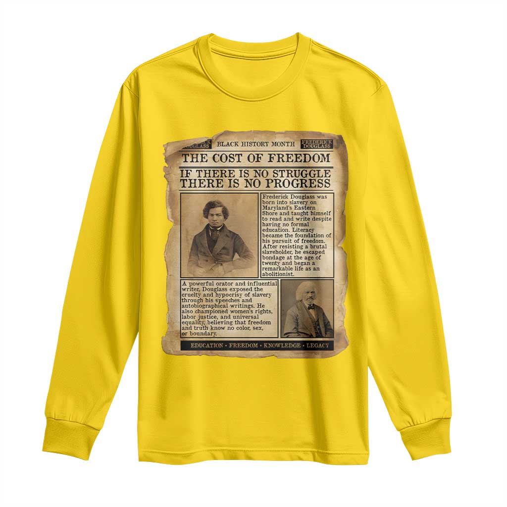 If There Is No Struggle No Progress Long Sleeve Shirt Frederick Douglass Newspaper - African Pride