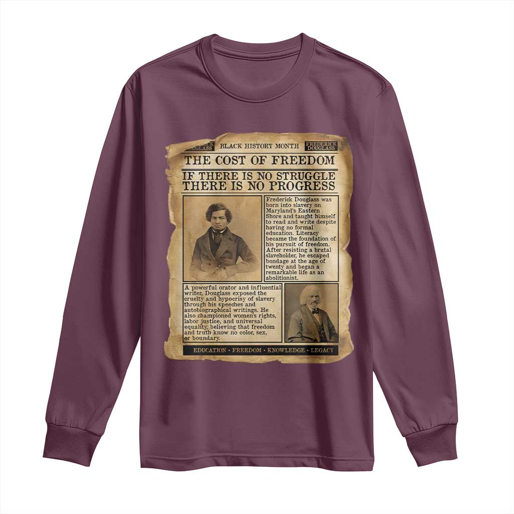If There Is No Struggle No Progress Long Sleeve Shirt Frederick Douglass Newspaper - African Pride