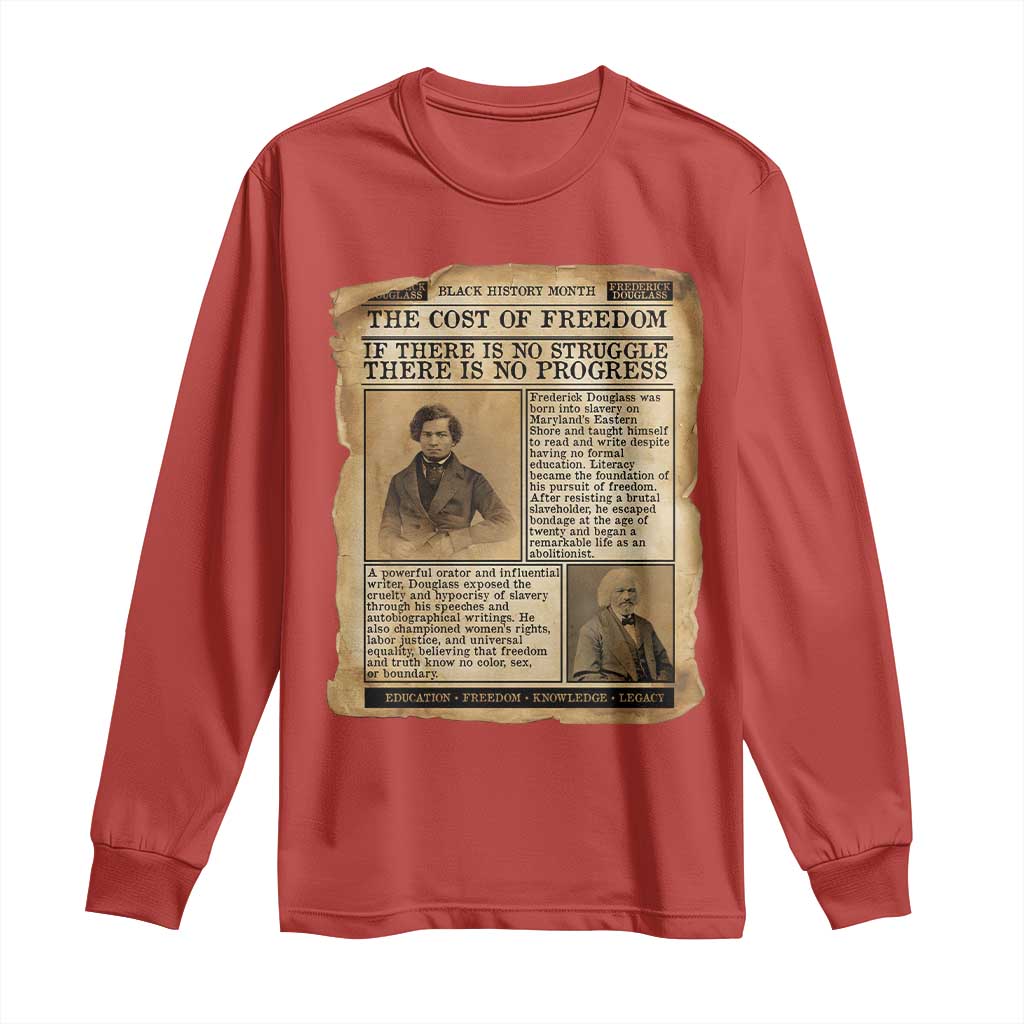 If There Is No Struggle No Progress Long Sleeve Shirt Frederick Douglass Newspaper - African Pride