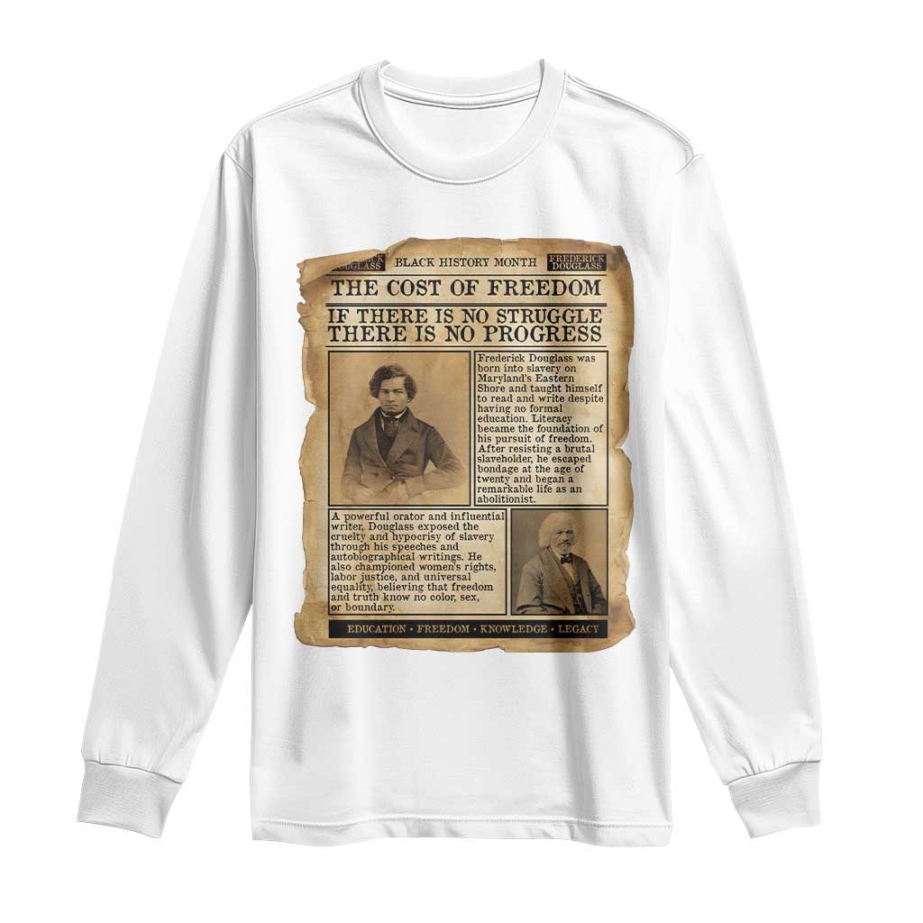 If There Is No Struggle No Progress Long Sleeve Shirt Frederick Douglass Newspaper - African Pride