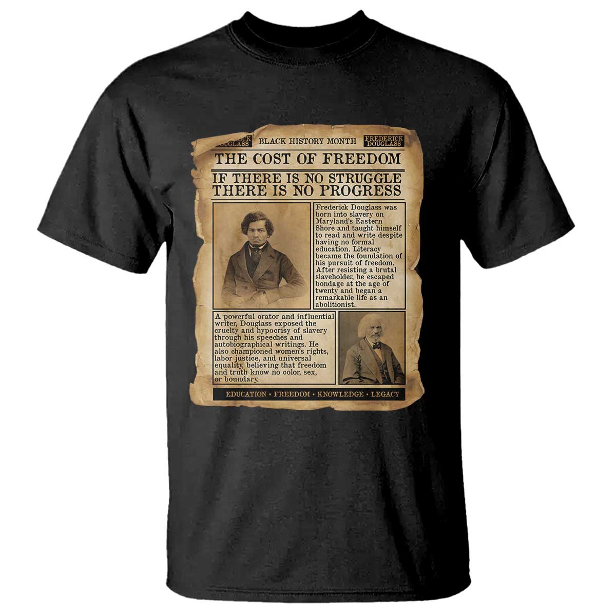 If There Is No Struggle No Progress T Shirt Frederick Douglass Newspaper - African Pride