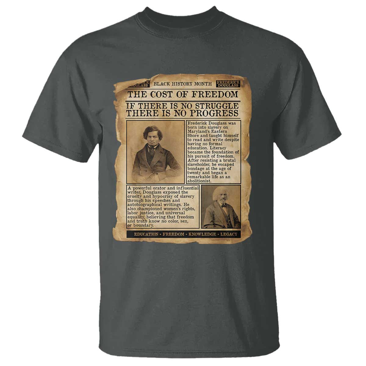 If There Is No Struggle No Progress T Shirt Frederick Douglass Newspaper - African Pride