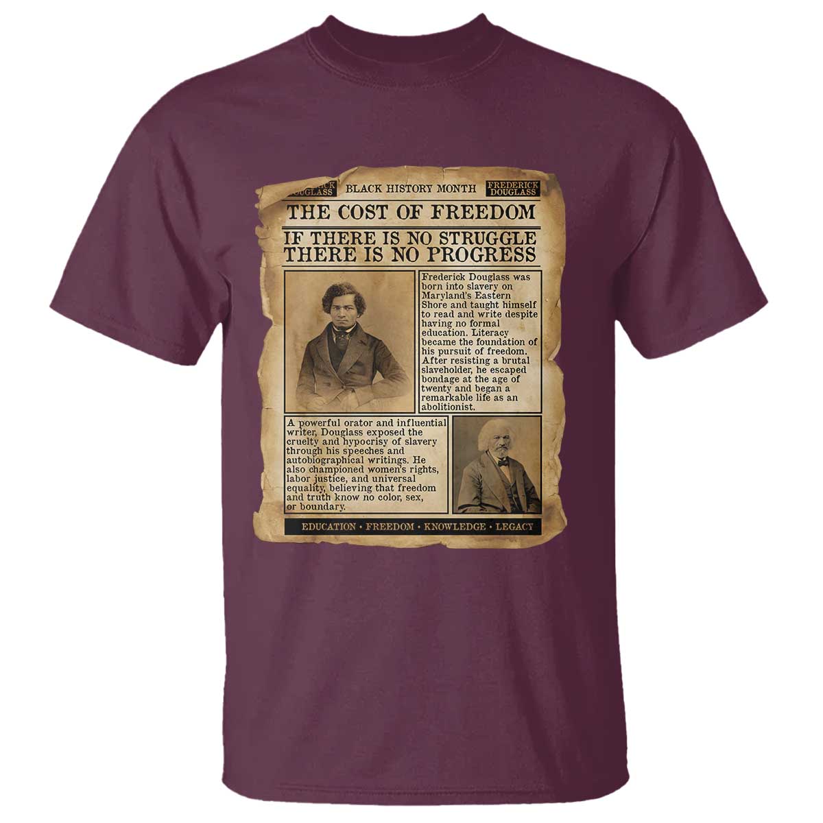 If There Is No Struggle No Progress T Shirt Frederick Douglass Newspaper - African Pride