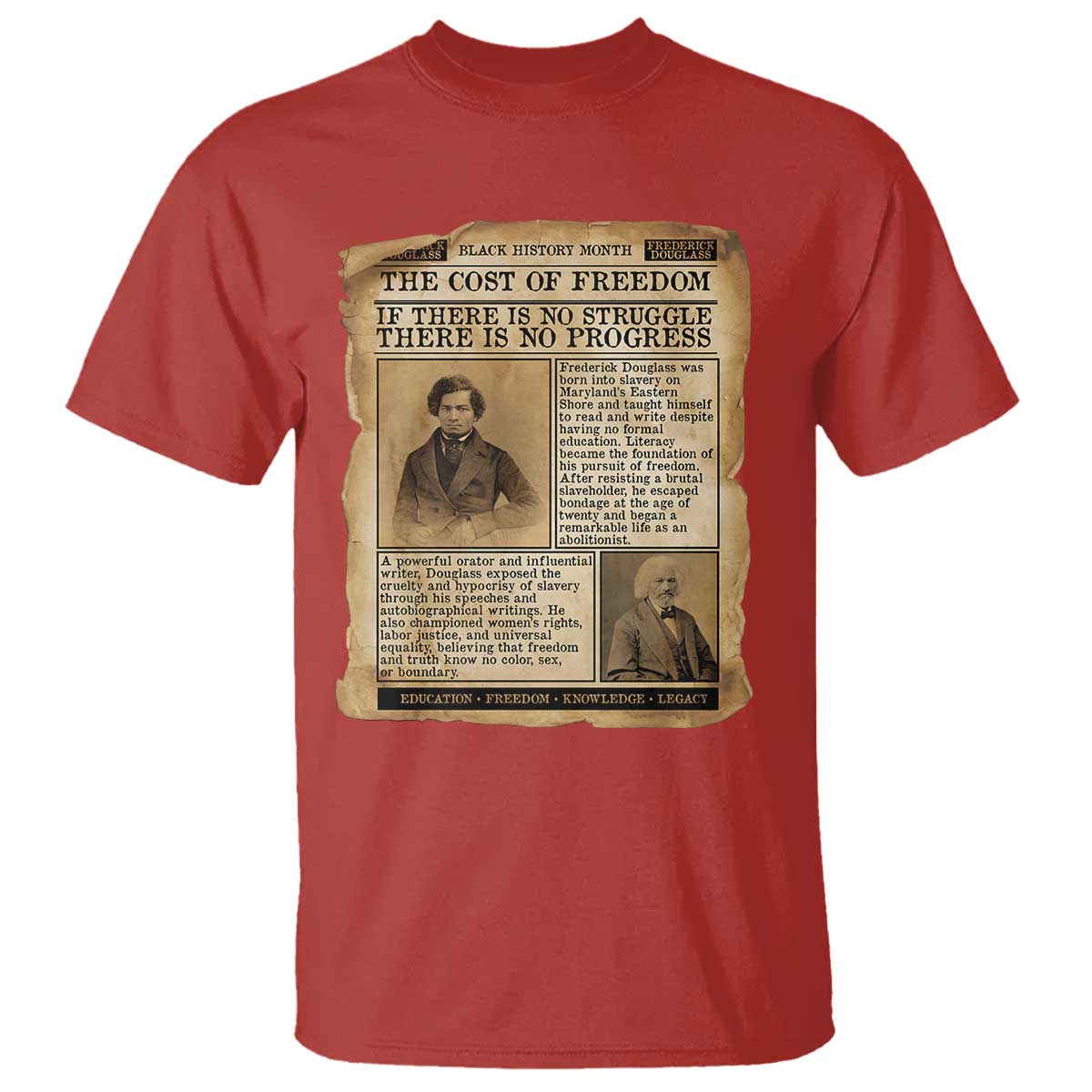 If There Is No Struggle No Progress T Shirt Frederick Douglass Newspaper - African Pride