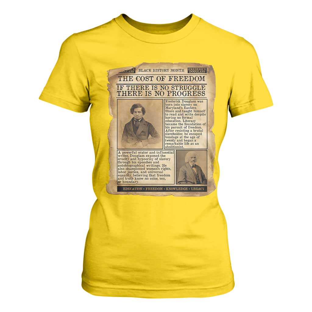 If There Is No Struggle No Progress T Shirt For Women Frederick Douglass Newspaper - African Pride