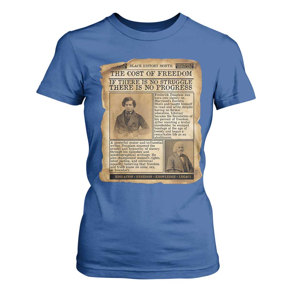 If There Is No Struggle No Progress T Shirt For Women Frederick Douglass Newspaper - African Pride