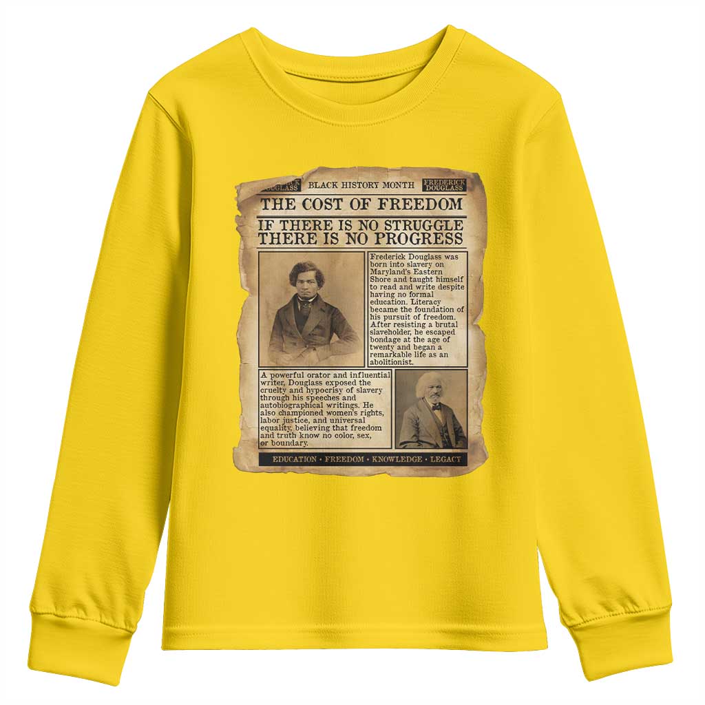 If There Is No Struggle No Progress Youth Sweatshirt Frederick Douglass Newspaper - African Pride