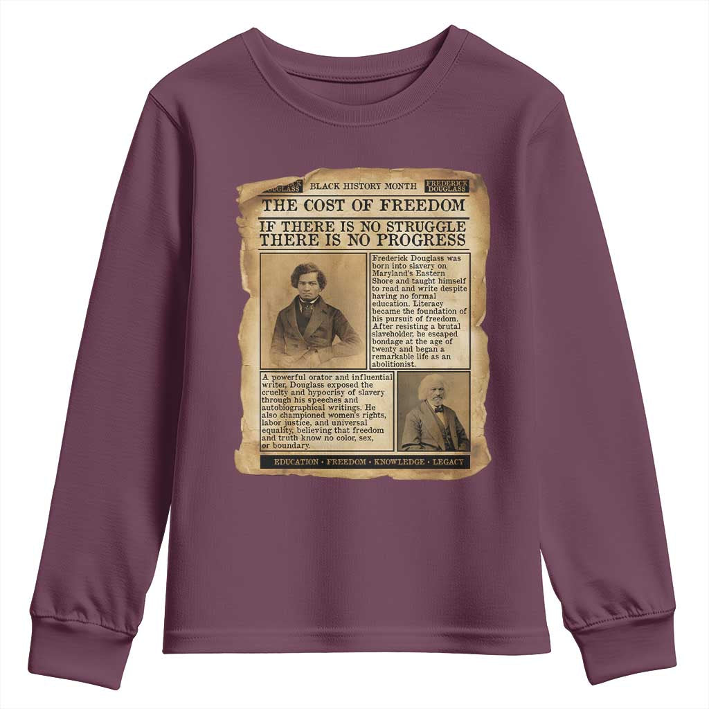 If There Is No Struggle No Progress Youth Sweatshirt Frederick Douglass Newspaper - African Pride