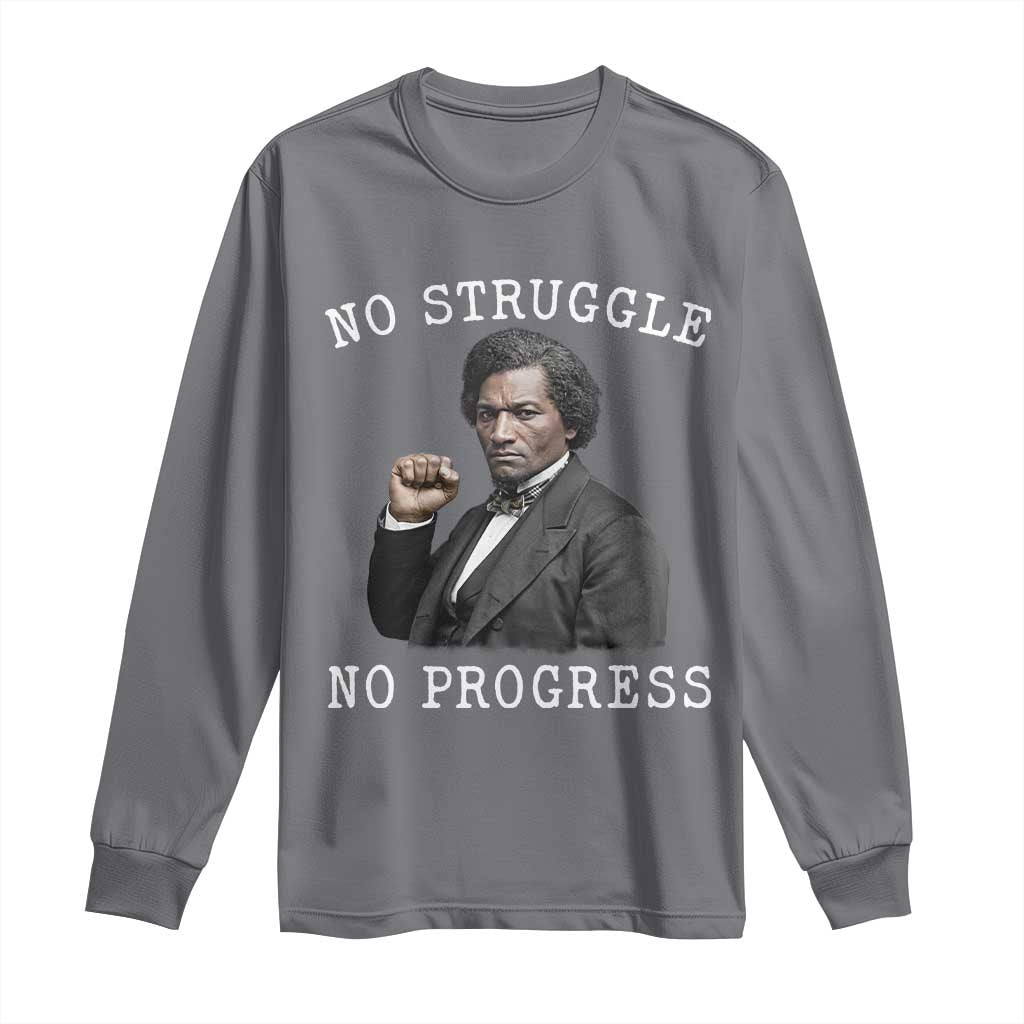 Frederick Douglass Quote Long Sleeve Shirt No Struggle No Progress - African Pride