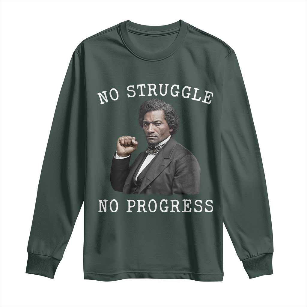 Frederick Douglass Quote Long Sleeve Shirt No Struggle No Progress - African Pride