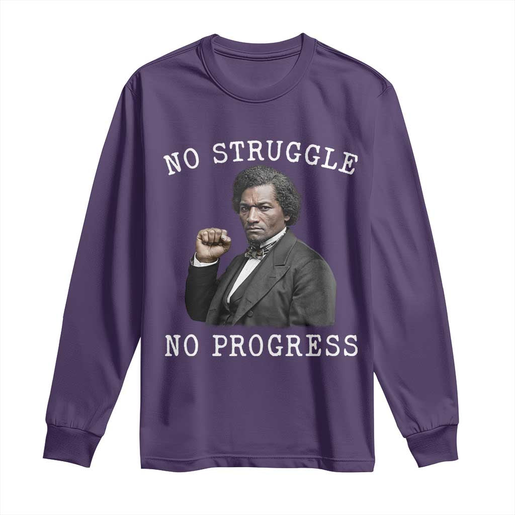 Frederick Douglass Quote Long Sleeve Shirt No Struggle No Progress - African Pride