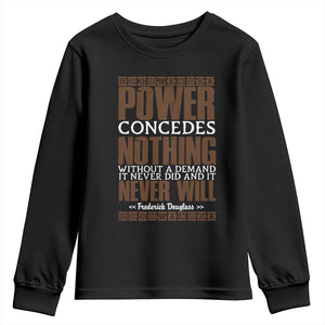Frederick Douglass Youth Sweatshirt Power Concedes Nothing Without A Demand - African Pride