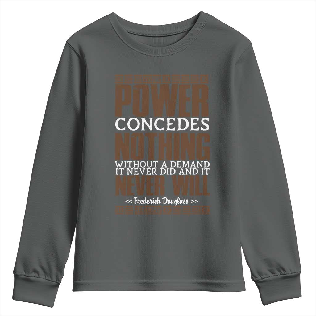 Frederick Douglass Youth Sweatshirt Power Concedes Nothing Without A Demand - African Pride
