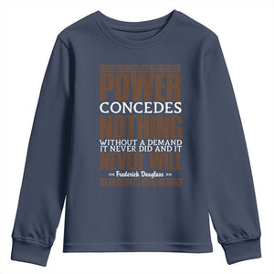 Frederick Douglass Youth Sweatshirt Power Concedes Nothing Without A Demand - African Pride