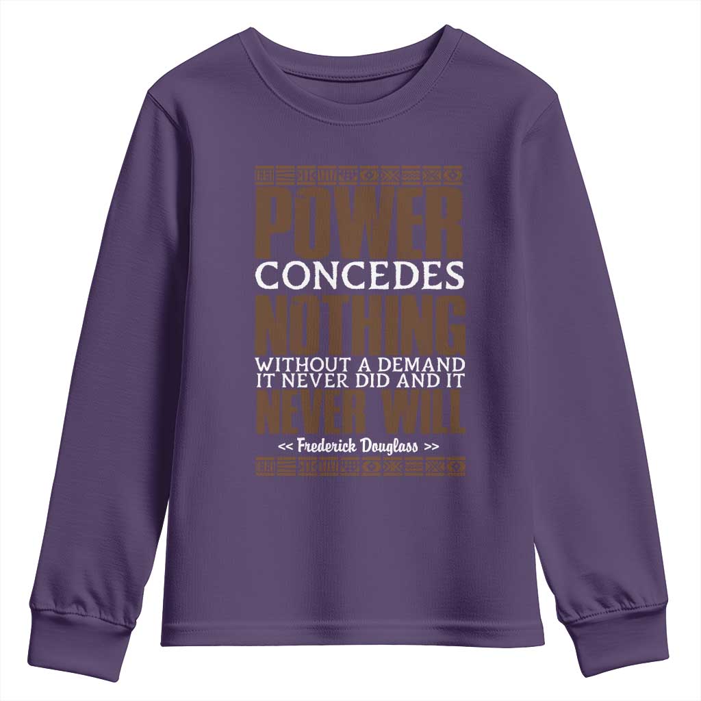 Frederick Douglass Youth Sweatshirt Power Concedes Nothing Without A Demand - African Pride