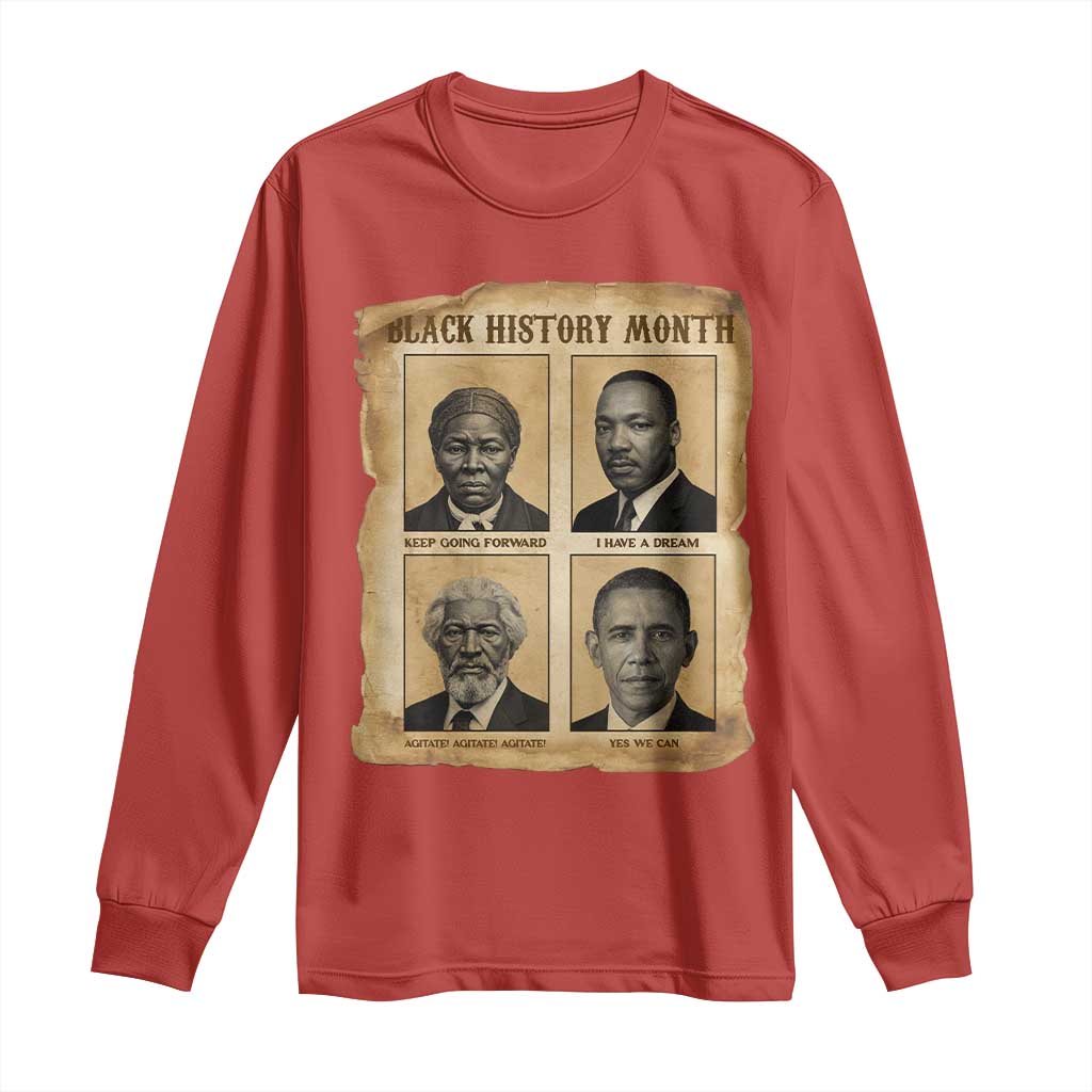 Vintage Black History Heroes Long Sleeve Shirt Strong Black Pride - African Pride