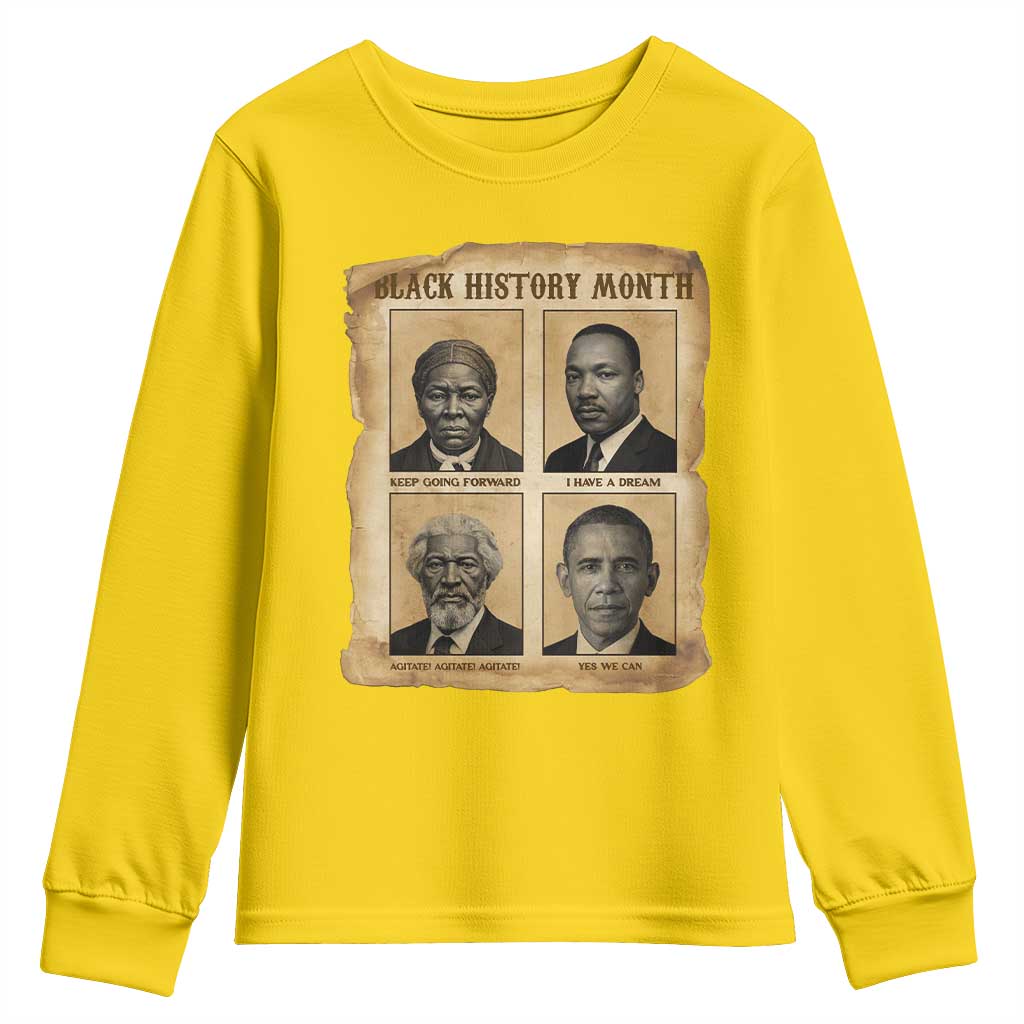 Vintage Black History Heroes Youth Sweatshirt Strong Black Pride - African Pride