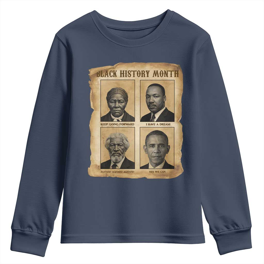 Vintage Black History Heroes Youth Sweatshirt Strong Black Pride - African Pride