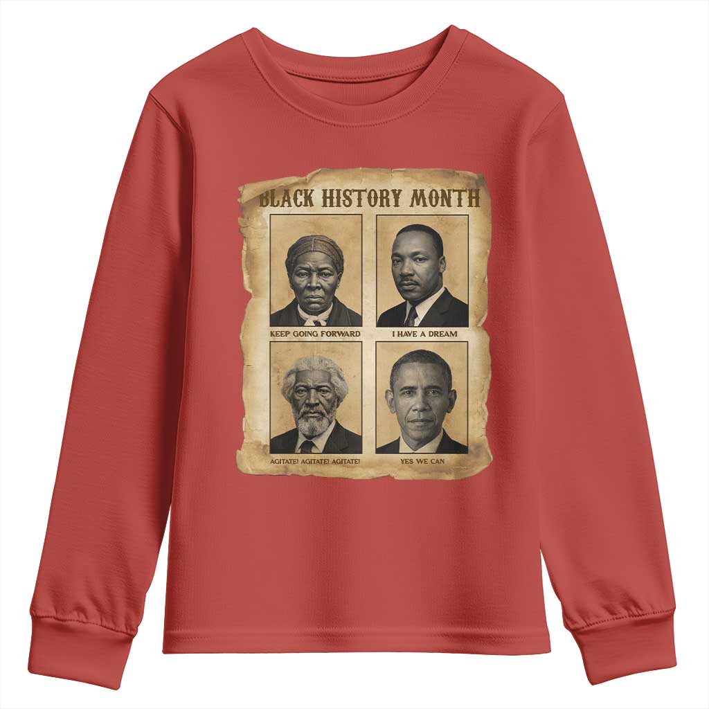 Vintage Black History Heroes Youth Sweatshirt Strong Black Pride - African Pride