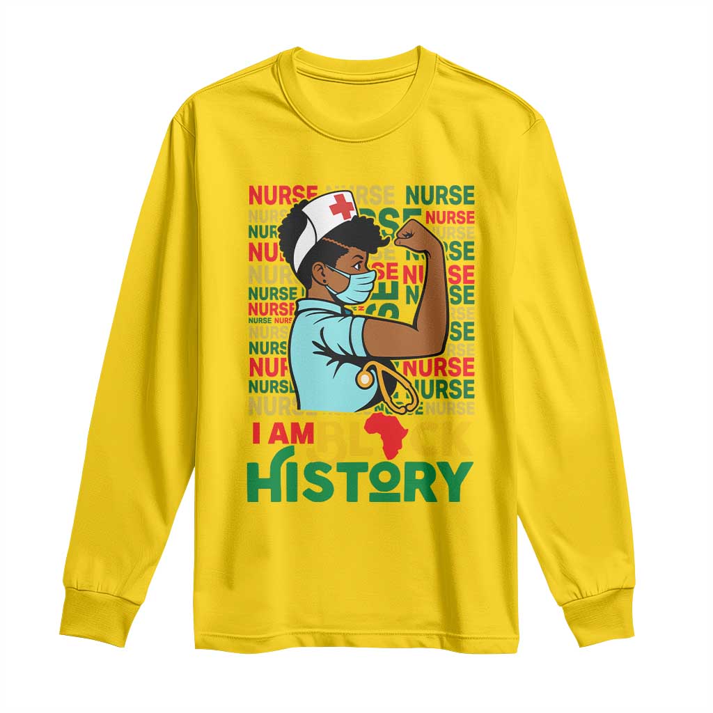 African American Nurse Long Sleeve Shirt I Am Black History Afro Strong Feminism - African Pride