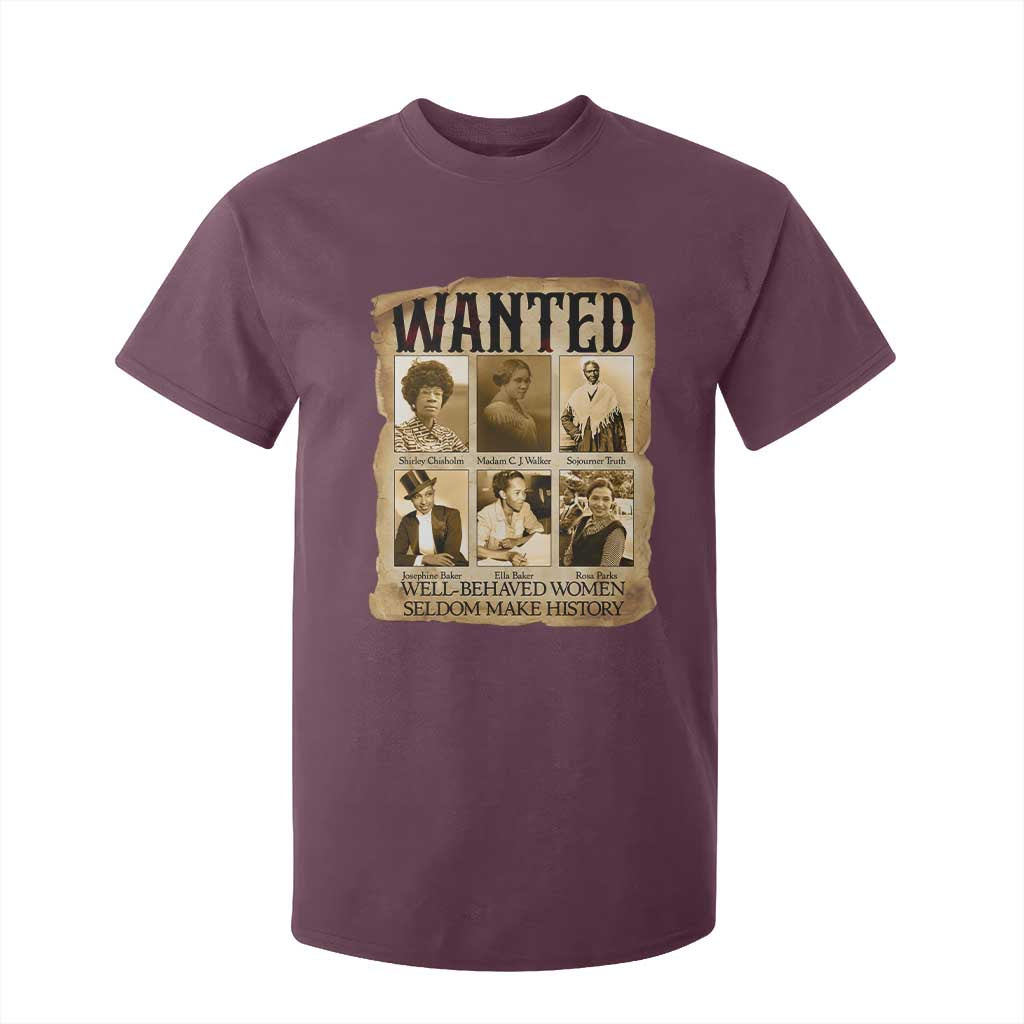 Well Behaved Women Seldom Make History T Shirt For Kid Vintage Feminist Poster - African Pride
