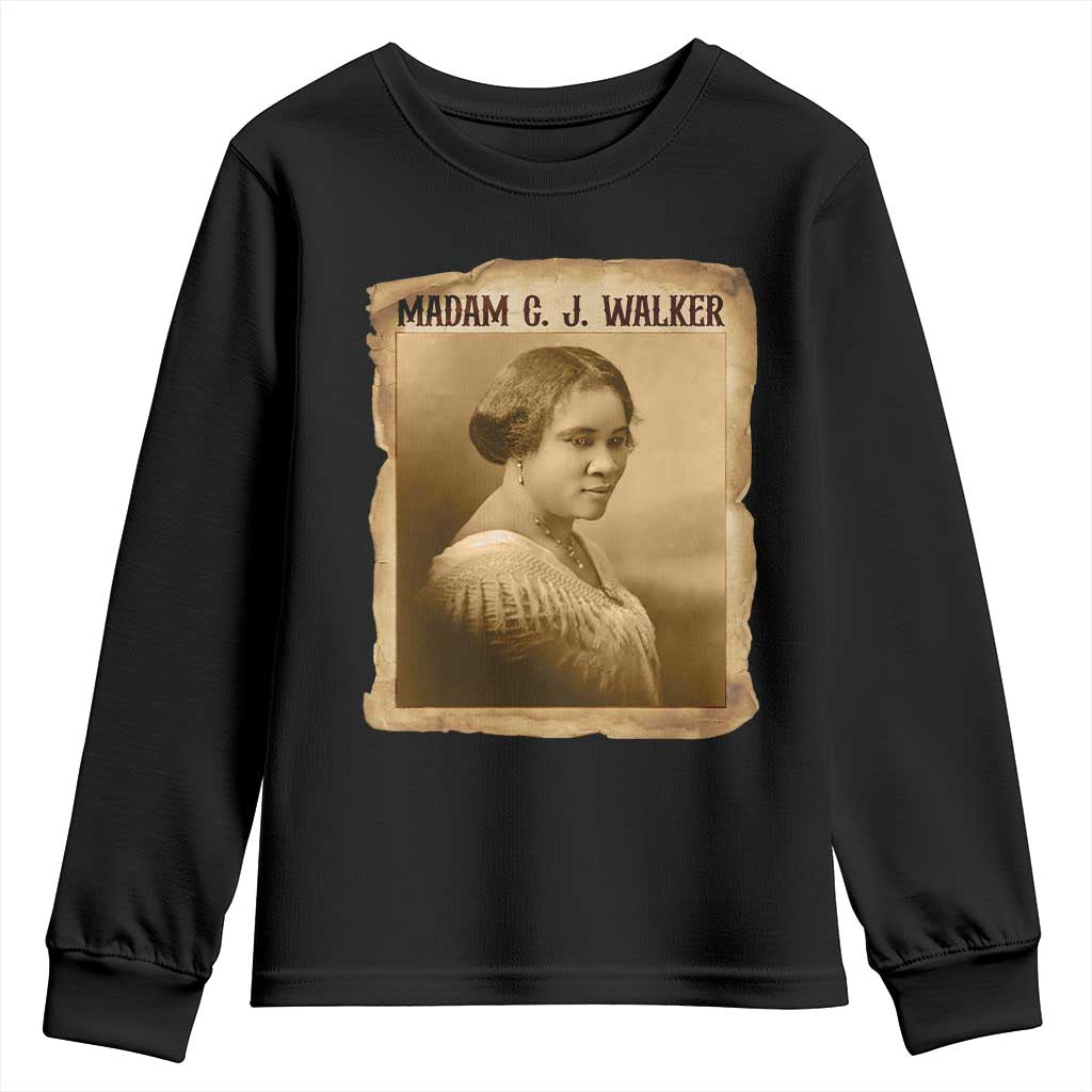 Madam CJ Walker Youth Sweatshirt Female Empowerment History Gift - African Pride