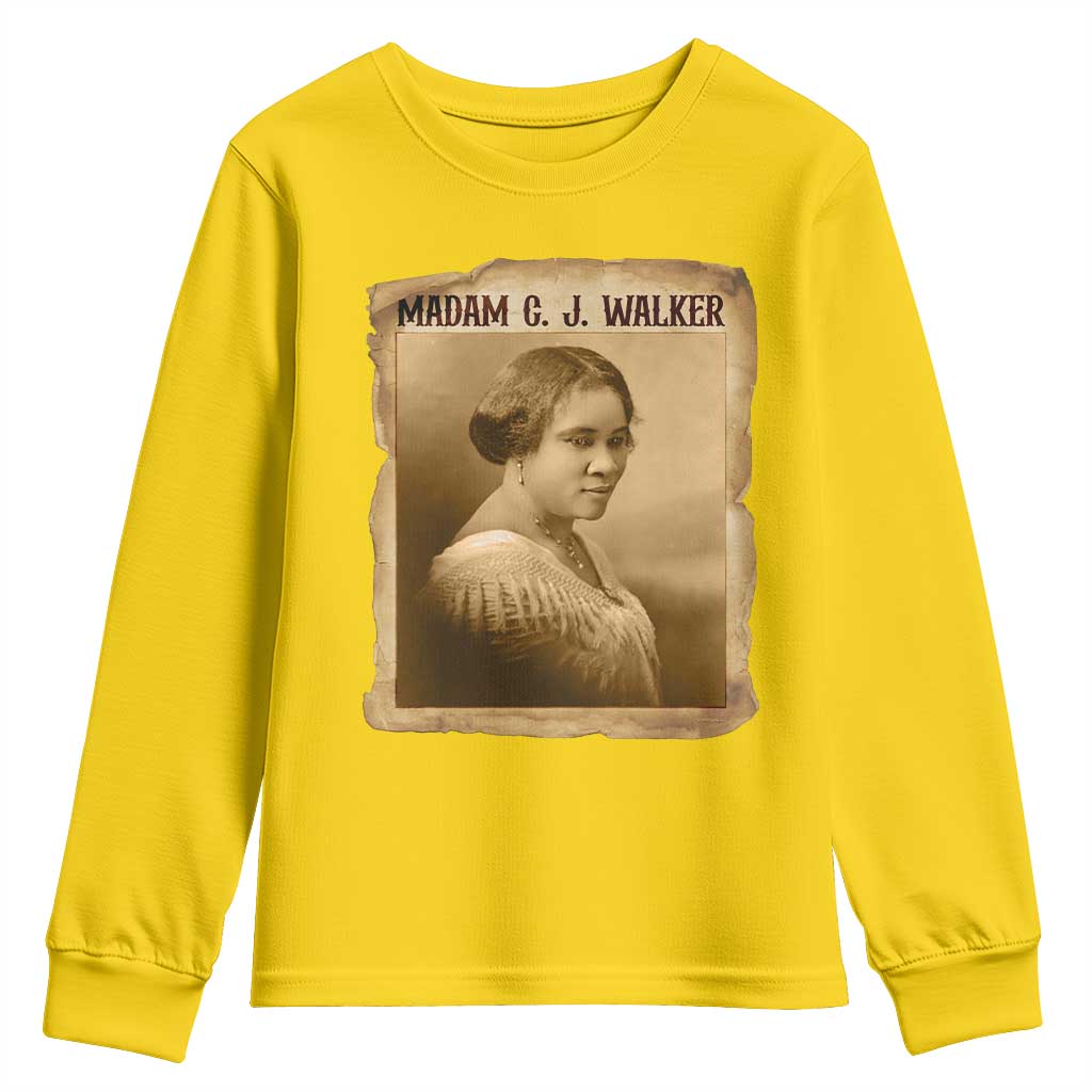 Madam CJ Walker Youth Sweatshirt Female Empowerment History Gift - African Pride