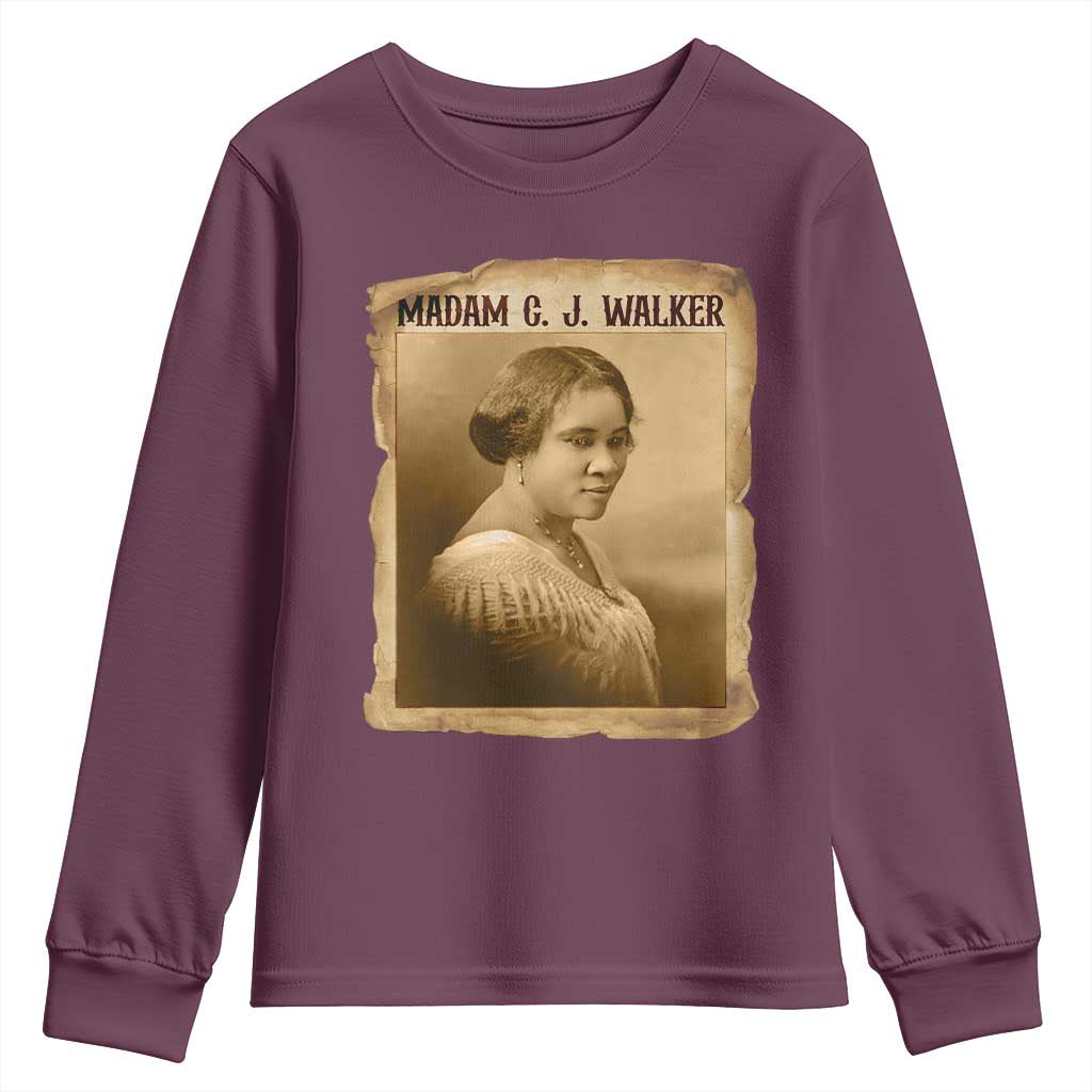 Madam CJ Walker Youth Sweatshirt Female Empowerment History Gift - African Pride