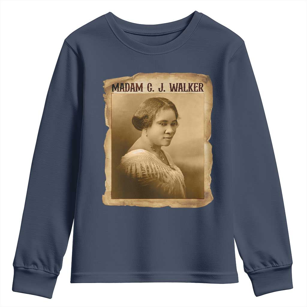 Madam CJ Walker Youth Sweatshirt Female Empowerment History Gift - African Pride